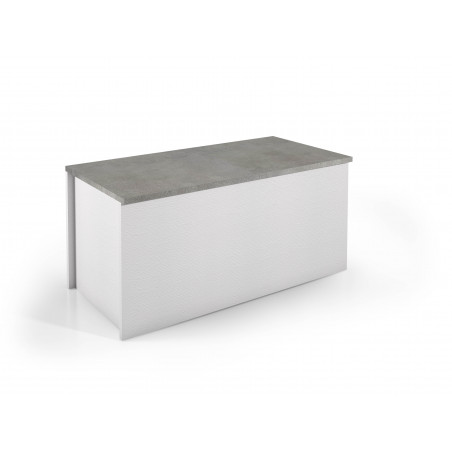 Baule contenitore con chiusura rallentata soft closing bianco con top cemento 90x45x45 cm - Terraneo