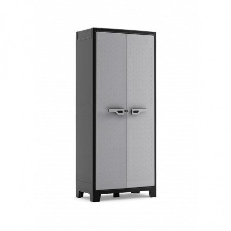 Armadio portascope da esterno in resina impermeabile IPX3 2 ante 8 ripiani 80x44x182 cm Grigio/Nero - Titan Multispace - Keter