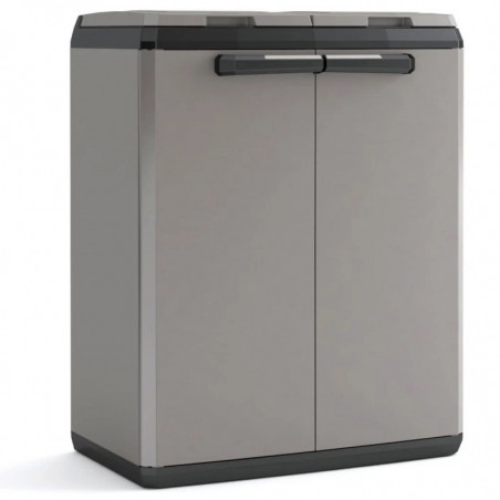 Armadio da esterno per raccolta differenziata 68x39x85 cm Grigio Scuro chiudibile - Split Cabinet Recycling Basic - Keter