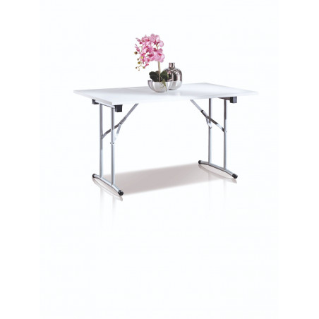 Tavolo pieghevole 125x75 con gambe in metallo e piano 22 mm bianco 60 kg - Terraneo
