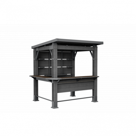 Gazebo con Bar Signature - Piani di Lavoro + Predisposizione TV - 230x200x238 - Effetto legno grigio - Keter