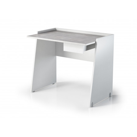 Scrivania 90x60 con cassetto e piano vassoio effetto cemento bianco - Terraneo