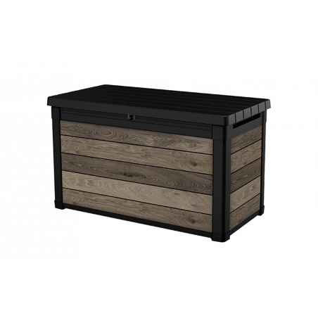 Baule da Giardino con Seduta Keter Deco 100G Walnut 380L - Effetto Legno 122,9x62,1x70,6 - Keter