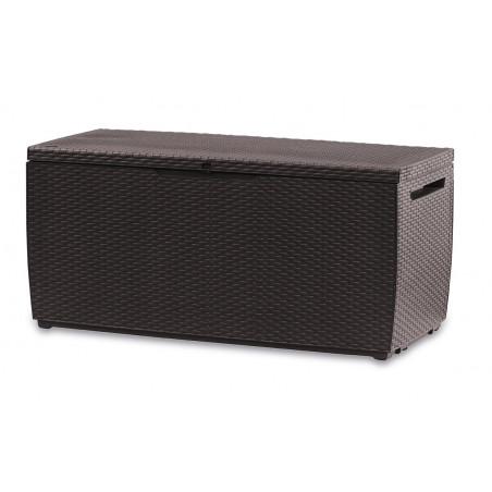 Baule da Esterno Capri 350L  con Ruote e Seduta - Effetto Rattan Marrone - Keter