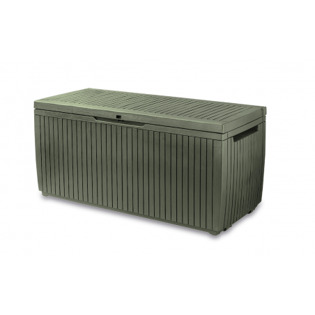 Baule da Esterno Springwood 305L con Ruote e Seduta - Effetto Legno Verde - Keter