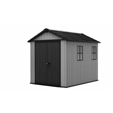 Casetta da giardino in resina EVOTECH+ 287x230 cm - con pavimento e doppia porta - carico neve 150 kg/m² – Newton Plus 759/975 - Grigio - Keter