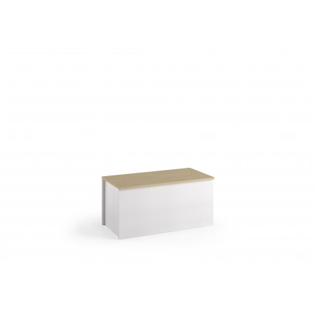 Baule contenitore con chiusura rallentata soft closing bianco con top cannettato chiaro 90x45x45 cm - Terraneo