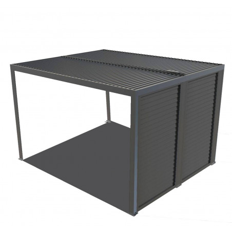 Pergola bioclimatica in alluminio antracite 360x300 cm – Lamelle orientabili 90° – Con pannelli laterali frangisole – 10,80 m² – PER3630VBI Foresta