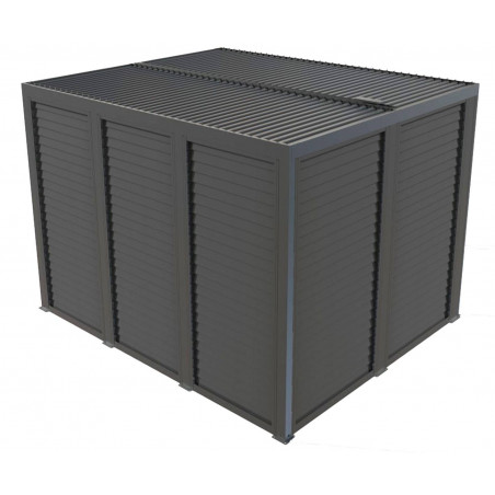 Pergola bioclimatica in alluminio antracite 360x300 cm – Lamelle orientabili 90° – Con ventelle mobili 3 m e 3,60 m – 10,80 m² – PER36V30VBI Foresta