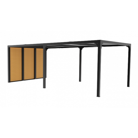 Pergola bioclimatica in alluminio antracite 360x598 cm – Lamelle orientabili 90° – Ventelle effetto legno 3,60 m – 21,52 m² – PER36VB60BI Foresta