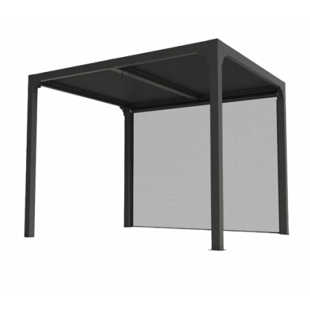 Pergola bioclimatica in alluminio antracite 240x300 cm – Lamelle orientabili 90° – Con telo laterale PVC – PER2430RBI Foresta