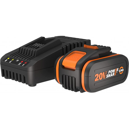 Kit batteria 20V 4.0Ah + caricabatterie rapido WA3604 per utensili Worx PowerShare - Worx