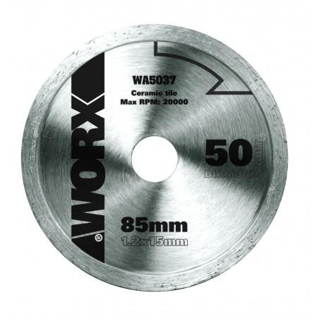 Lama per sega circolare diamantata WA5037 Ø 85 mm per taglio piastrelle ceramica pietra - Worx