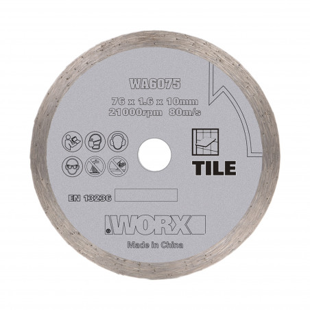 Disco diamantato WA6075 76 mm per mini smerigliatrice taglio piastrelle ceramica e muratura per WX801 MakerX - Worx