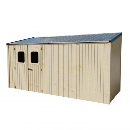 Casetta da giardino in legno 186x463 cm con fotovoltaico 2kW– Pareti 19 mm – 4 pannelli fotovoltaici – LB1946.02TH Foresta