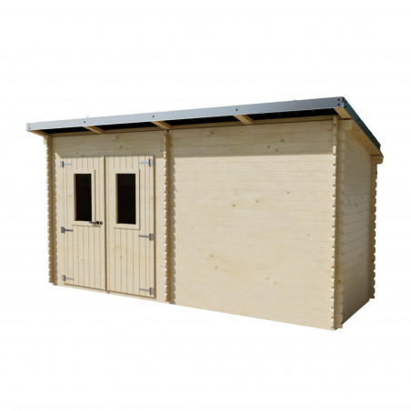 Casetta da giardino in legno Douglas 450x165 cm con fotovoltaico – Spessore 28 mm – 2 kWp con 4 pannelli solari – LB4517.02D Foresta