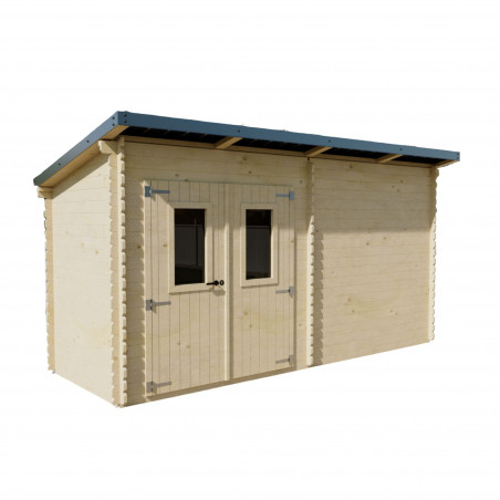 Casetta da giardino in legno abete rosso 450x165 cm con fotovoltaico – Spessore 28 mm – 2 kWp con 4 pannelli solari – LB4517.02S Foresta