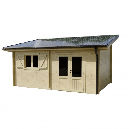 Casetta da giardino in legno 480x349 cm con fotovoltaico 5kW – Pareti 42 mm – 10 pannelli fotovoltaici – LB5037.02 Foresta