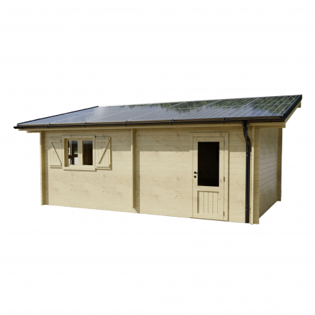 Casetta da giardino in legno di abete massello 570x349 cm con fotovoltaico – Spessore 42 mm – 6 kWp con 12 pannelli solari – LB5937.02A Foresta