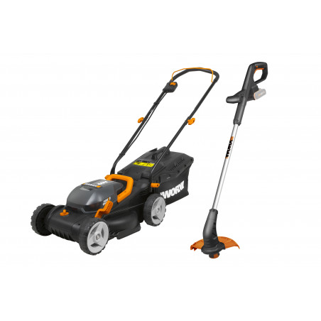 Set Rasaerba e Tagliabordi a Batteria 40 Volt WG927E con 2 Batterie 2Ah per Giardini fino a 280 mq - Worx