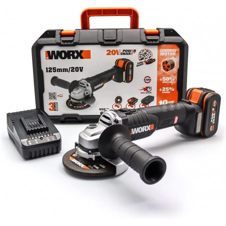 Smerigliatrice angolare WX812 20 Volt 125 millimetri Brushless per taglio e smerigliatura metalli - Worx