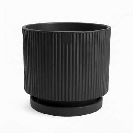 Vaso moderno di design Ø40 H36 in polimero antracite resistente per interno ed esterno - Made in Italy - Monacis