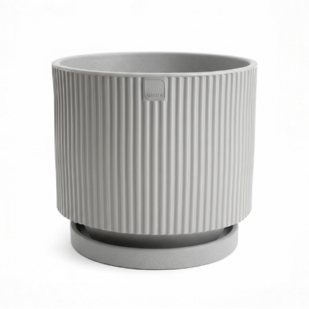 Vaso moderno di design Ø40 H36 in polimero grigio perla resistente per interno ed esterno - Made in Italy - Monacis