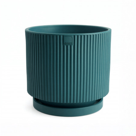 Vaso moderno di design Ø40 H36 in polimero blu petrolio resistente per interno ed esterno - Made in Italy - Monacis