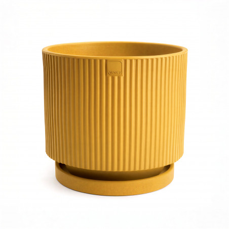 Vaso moderno di design Ø60 H54 in polimero giallo senape resistente per interno ed esterno - Made in Italy - Monacis