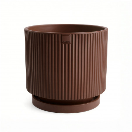 Vaso moderno di design Ø60 H54 in polimero marrone resistente per interno ed esterno - Made in Italy - Monacis