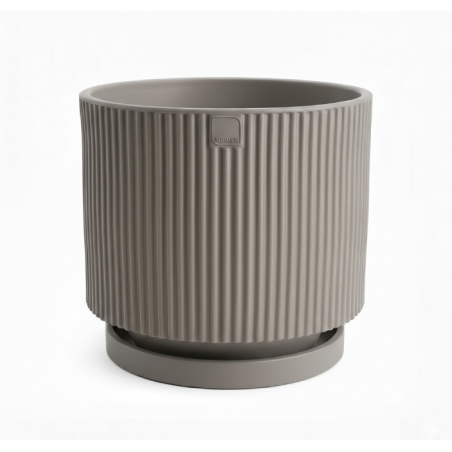 Vaso moderno di design Ø60 H54 in polimero tortora resistente per interno ed esterno - Made in Italy - Monacis