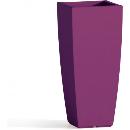 Vaso alto moderno di design 33x33 H70 in polimero viola resistente per interno ed esterno - Made in Italy - Monacis