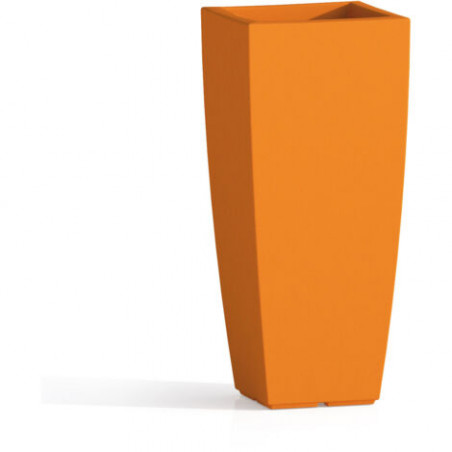 Vaso alto moderno di design 39x39 H90 in polimero arancio resistente per interno ed esterno - Made in Italy - Monacis