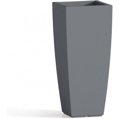 Vaso alto moderno di design 39x39 H90 in polimero grigio resistente per interno ed esterno - Made in Italy - Monacis