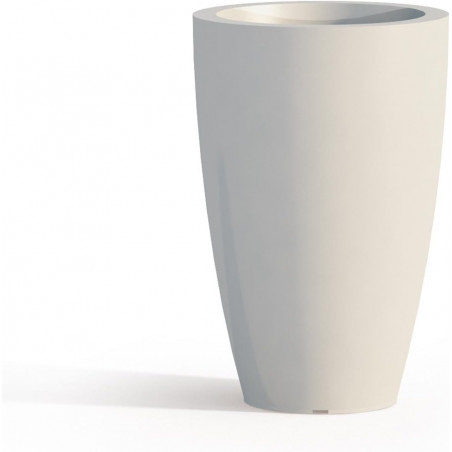 Vaso moderno di design Ø33 H50 in polimero bianco resistente per interno ed esterno - Made in Italy - Monacis