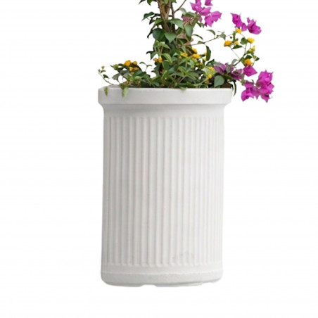 Polymer Vase Monacis Semicircle Millerighe White cm 55 (41X24X50h)