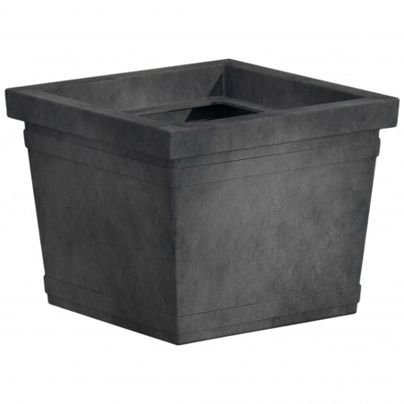 Vaso quadrato decorativo classico tradizionale 48x48 H38 in polimero resistente antracite per piante per giardini e terrazze - Made in Italy - Monacis
