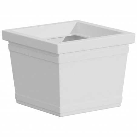 Vaso quadrato decorativo classico tradizionale 48x48 H38 in polimero resistente bianco per piante per giardini e terrazze - Made in Italy - Monacis