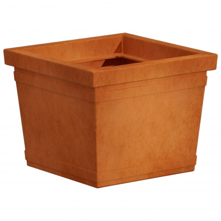 Vaso quadrato decorativo classico tradizionale 48x48 H38 in polimero resistente terracotta per piante per giardini e terrazze - Made in Italy - Monacis