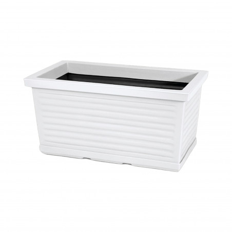 Vaso Fioriera decorativa classica tradizionale 60x22 H20 in polimero resistente bianco per piante per giardini e terrazze - Made in Italy - Monacis