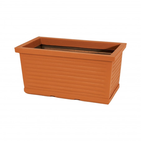 Balcony box in Polymer Monacis Millerighe Terracotta cm 60 (60X22X20h)