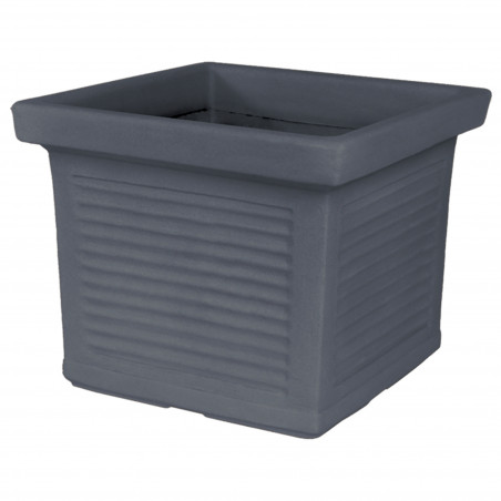 Vaso quadrato decorativo classico tradizionale 48x48 H38 in polimero resistente antracite per piante per giardini e terrazze - Made in Italy - Monacis