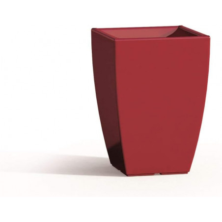 Vaso moderno di design 33x33 H50 in polimero rosso resistente per interno ed esterno - Made in Italy - Monacis