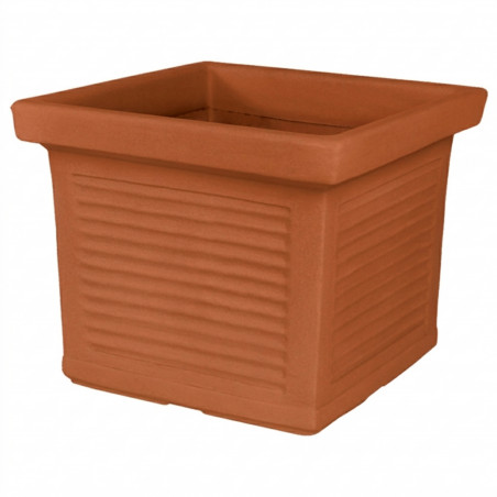 Vase in Polymer Monacis Square Millerighe Terracotta cm 50 (48X48X38h)