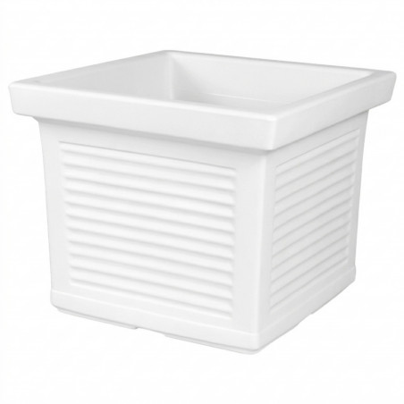 Vaso quadrato decorativo classico tradizionale 40x40 H33 in polimero resistente bianco per piante per giardini e terrazze - Made in Italy - Monacis