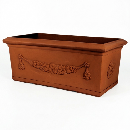 Vaso Fioriera decorativa classica tradizionale 100x47 H38 in polimero resistente terracotta per piante per giardini e terrazze - Made in Italy - Monacis