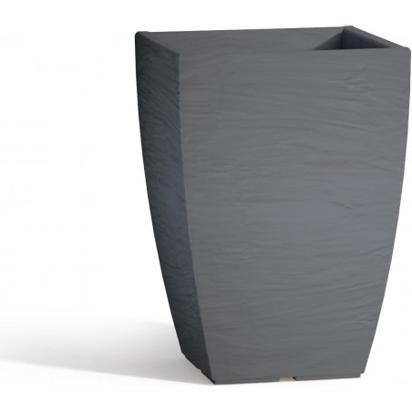Vaso moderno di design 27x27 H38 in polimero grigio resistente per interno ed esterno - Made in Italy - Monacis