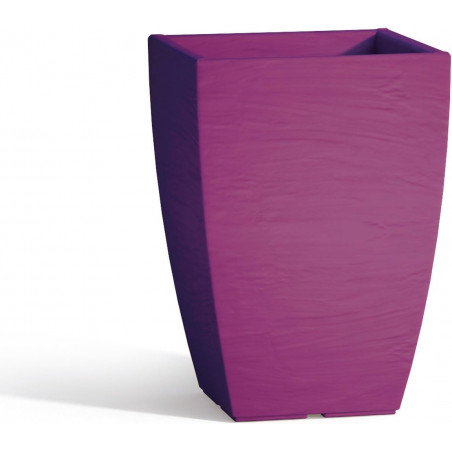 Vaso moderno di design 27x27 H38 in polimero viola resistente per interno ed esterno - Made in Italy - Monacis
