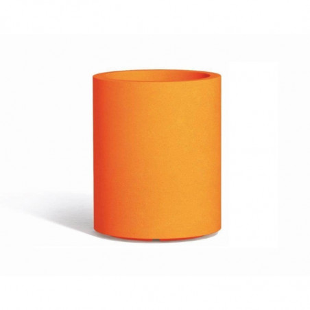 Vaso moderno di design cilindrico Ø40 H50 in polimero arancio resistente per interno ed esterno - Made in Italy - Monacis