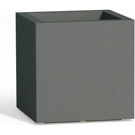 Vaso moderno di design 40x40 H40 in polimero grigio resistente per interno ed esterno - Made in Italy - Monacis